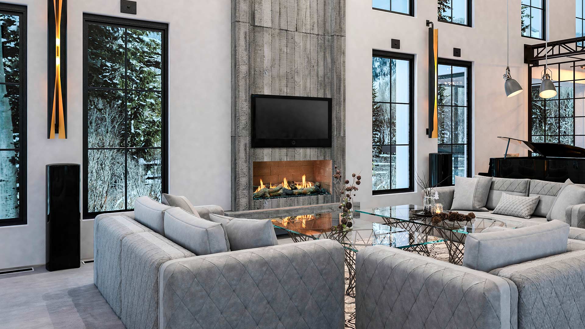 Fireplaces-Plus-Stellar-Enlight-Open-Hearth-Firebrick-Oak-Logs-Single-Sided-Gas-Fireplace